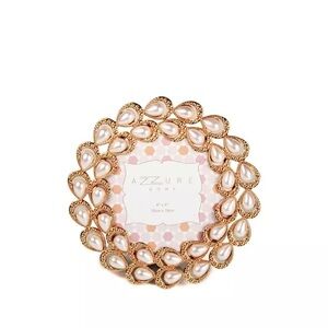 AZZURE HOME~4x4 Round Tear Drop Pearl Rose Gold Frame